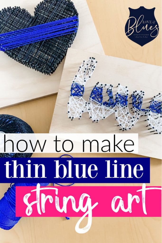 Super cute thin blue line string art, perfect for valentines day!